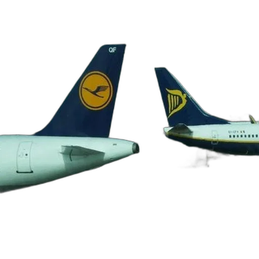 3d render, concept art, photorealistic, two, airplanes, different, logos, their transparent PNG cut-out