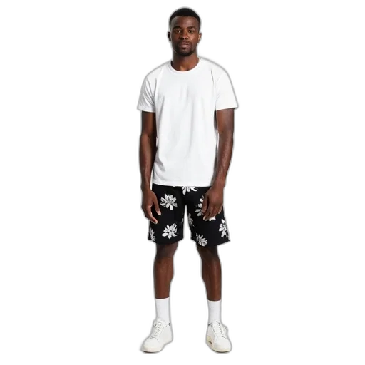 monochrome, dark, man, standing, his, hands, sides, wearing transparent PNG cut-out