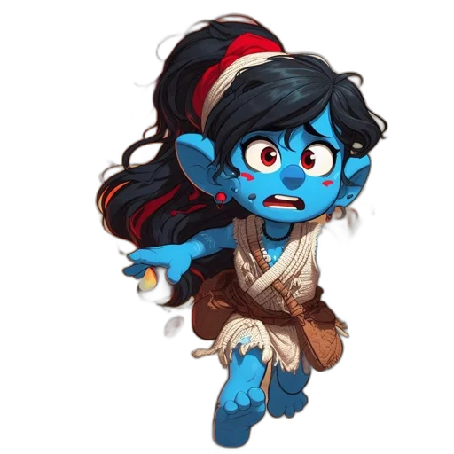 staff, creature, concept art, fantasy art, cartoon, pixel art, blue, unusual transparent PNG cut-out