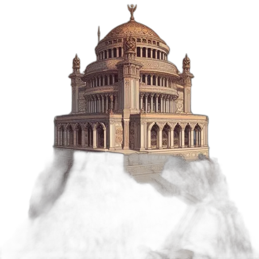 building, crown, hat, concept art, 3d render, photorealistic, fantasy art, fog transparent PNG cut-out