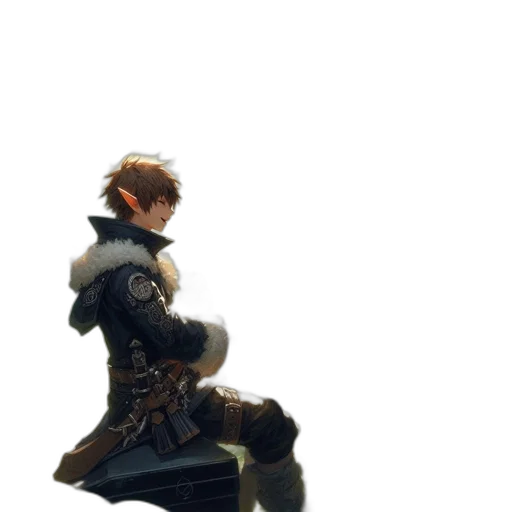 sword, weapon, staff, jacket, concept art, fantasy art, 3d render, pixel art transparent PNG cut-out