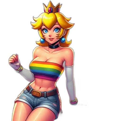 dress, crown, weapon, pixel art, concept art, vaporwave, fantasy art, colorful transparent PNG cut-out