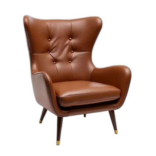 furniture, crown, 3d render, modern, brown, leather, chair, high transparent PNG cut-out