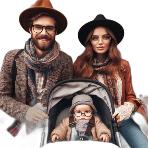 photorealistic, watercolor, oil painting, family, three, man, woman, matching transparent PNG cut-out