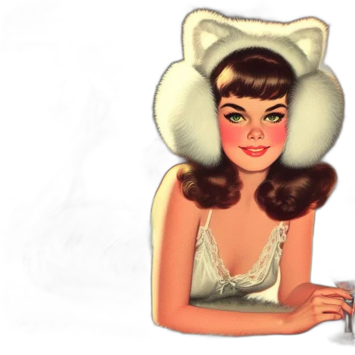 hat, cartoon, concept art, photorealistic, comic book art, anthropomorphic, feline, woman transparent PNG cut-out