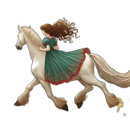 hair, dress, fantasy art, concept art, pixel art, cartoon, rider, white transparent PNG cut-out