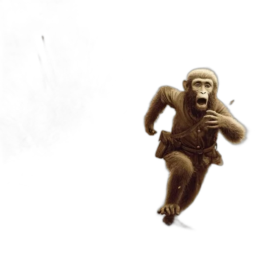 animal, creature, concept art, comic book art, photorealistic, 3d render, chimpanzee, military transparent PNG cut-out