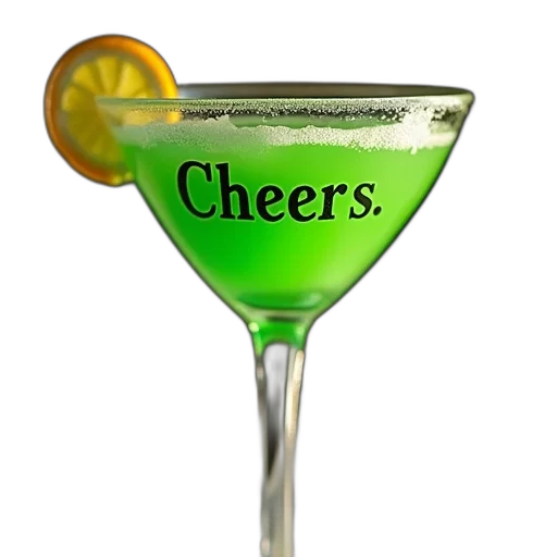 staff, 3d render, green, party, glass, word, cheers, martini transparent PNG cut-out