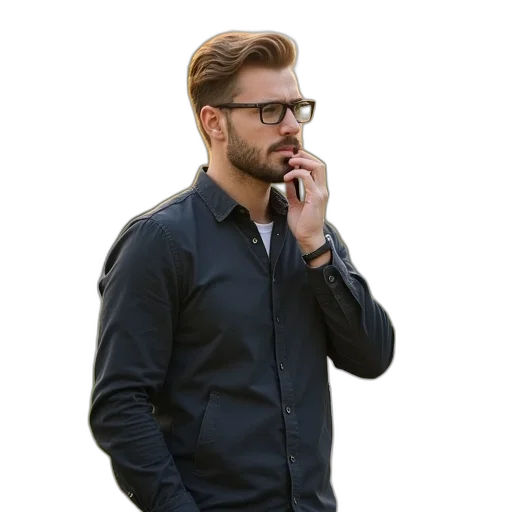 jacket, staff, face, 3d render transparent PNG cut-out