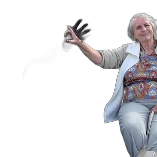 staff, 3d render, photorealistic, concept art, fire, elderly, woman, sits transparent PNG cut-out