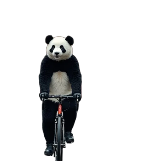 animal, jacket, cyclists, panda, costumes, going, street transparent PNG cut-out