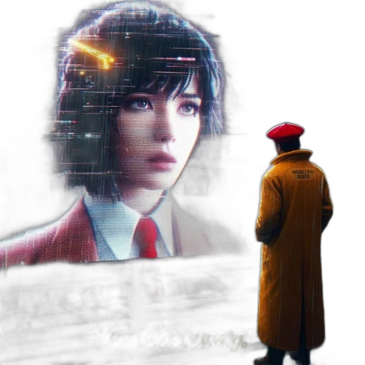 jacket, robot, face, concept art, photorealistic, cyberpunk, anime, snow transparent PNG cut-out