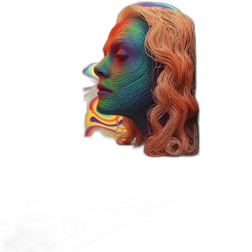 mask, hair, face, crown, photorealistic, 3d render, concept art, watercolor transparent PNG cut-out