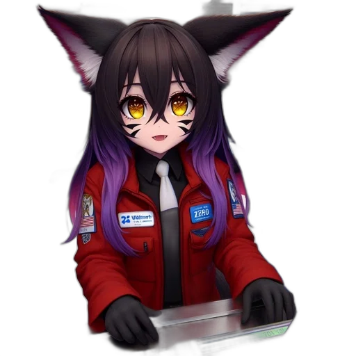 staff, jacket, animal, creature, anime, concept art, 3d render, fantasy art transparent PNG cut-out