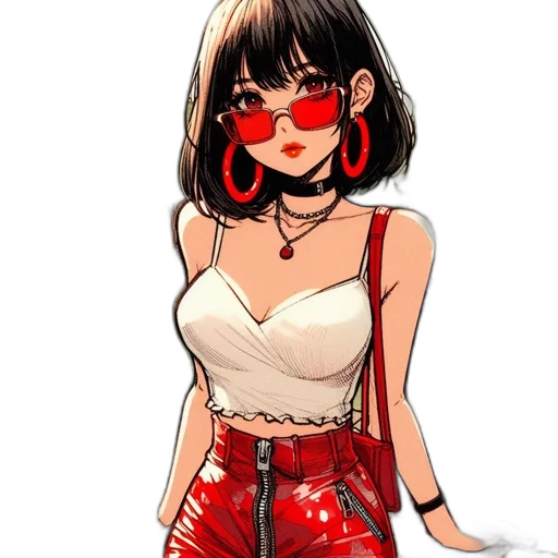 dress, mask, jewelry, jacket, cartoon, anime, comic book art, pixel art transparent PNG cut-out