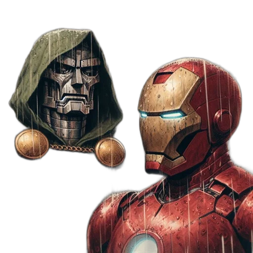 mask, concept art, comic book art, 3d render, fantasy art, doctor, doom, iron transparent PNG cut-out