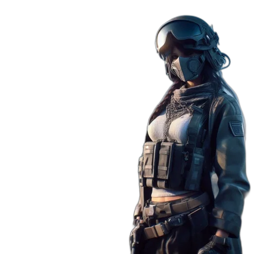jacket, robot, concept art, cyberpunk, 3d render, outer space, blue, dark transparent PNG cut-out