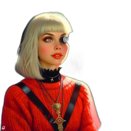 face, staff, jacket, jewelry, fantasy art, 3d render, concept art, photorealistic transparent PNG cut-out