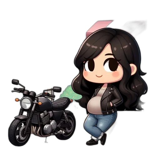 cartoon, pixel art, anime, concept art, chibi-style, female, character, black transparent PNG cut-out