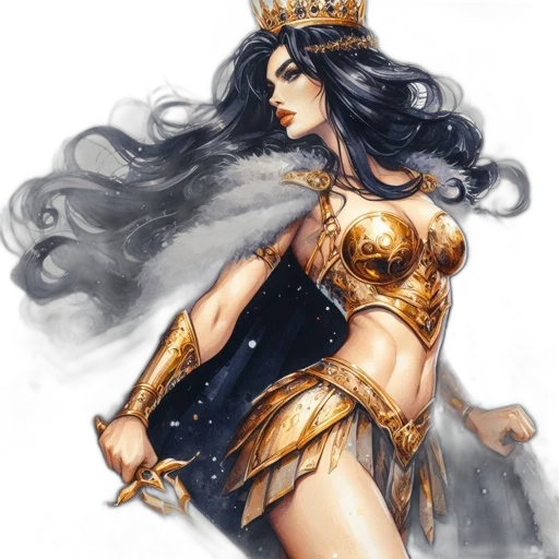 crown, fantasy art, comic book art, concept art, cartoon, golden, regal, figure transparent PNG cut-out
