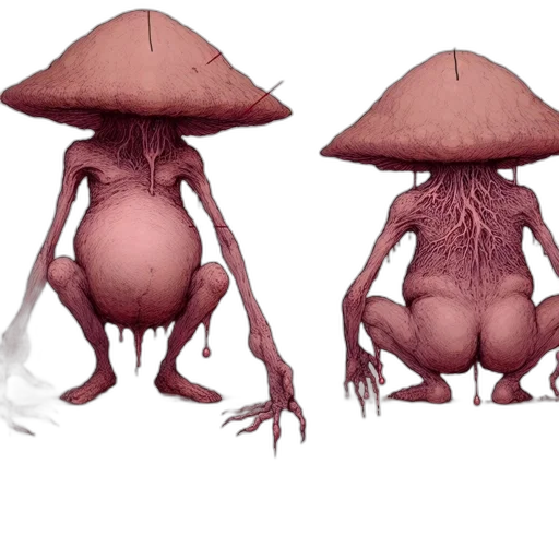 creature, hat, umbrella, concept art, 3d render, fantasy art, photorealistic, two transparent PNG cut-out