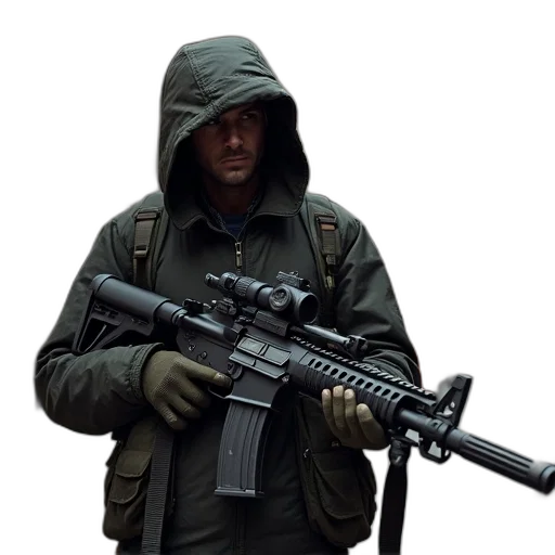 jacket, weapon, staff, concept art transparent PNG cut-out