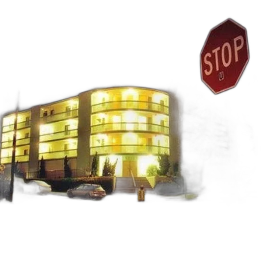 building, concept art, 3d render, photorealistic, watercolor, city street, multi-story, illuminated transparent PNG cut-out