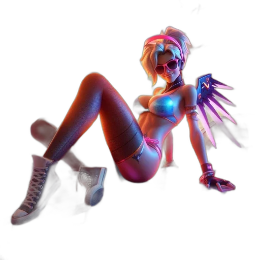 robot, creature, staff, concept art, 3d render, cyberpunk, pixel art, neon lights transparent PNG cut-out