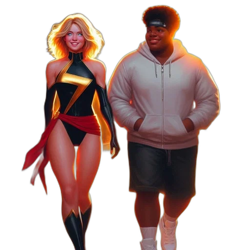 concept art, comic book art, pixel art, fantasy art, two, characters, woman, superhero transparent PNG cut-out
