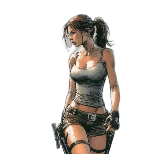 weapon, comic book art, concept art, cyberpunk, fantasy art, female, character, dressed transparent PNG cut-out