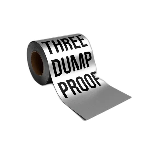 long, metallic, roll, paper, words, three, dump, proof transparent PNG cut-out