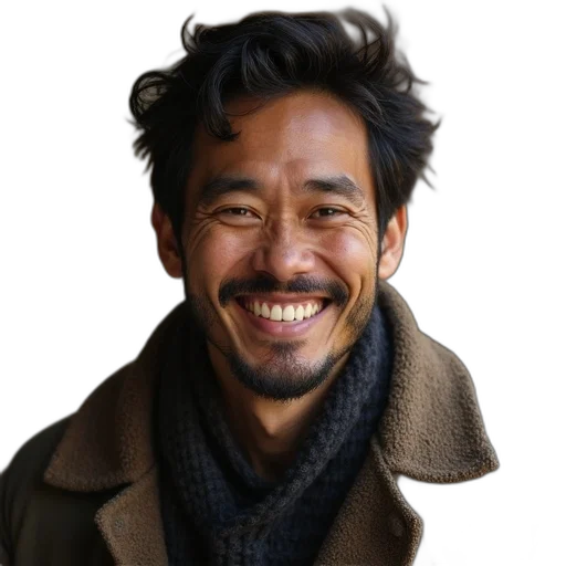 face, staff, jacket, hair transparent PNG cut-out
