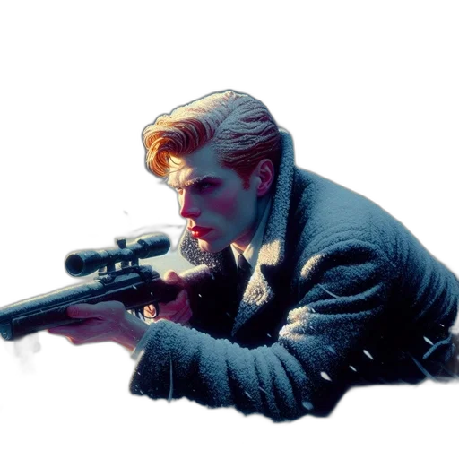 weapon, jacket, animal, face, vaporwave, cyberpunk, photorealistic, comic book art transparent PNG cut-out