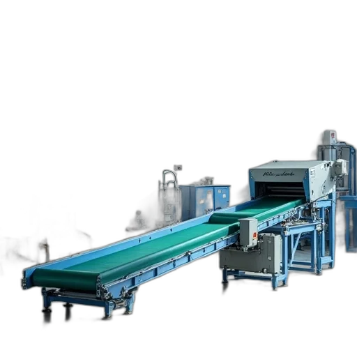 3d render, modern, factory, setting, large, conveyor, belt, system transparent PNG cut-out