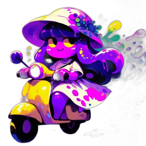 car, dress, hat, concept art, watercolor, pixel art, fantasy art, neon transparent PNG cut-out