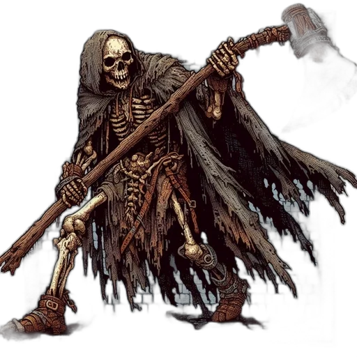 staff, weapon, creature, concept art, fantasy art, pixel art, comic book art, dark transparent PNG cut-out