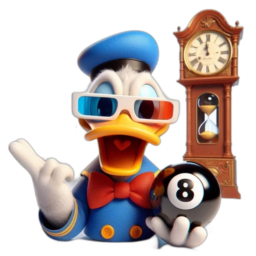 3d render, concept art, pixel art, donald, duck, donning, blue, suit transparent PNG cut-out