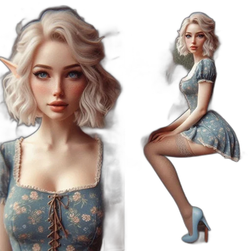dress, fantasy art, concept art, photorealistic, 3d render, blue, pastel, dark transparent PNG cut-out