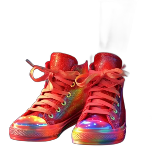 shoes, 3d render, concept art, photorealistic, vaporwave, outer space, colorful, neon transparent PNG cut-out