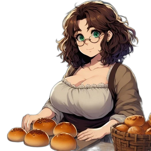 food, pixel art, anime, concept art, fantasy art, young, woman, glasses transparent PNG cut-out