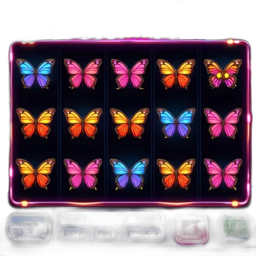 jewelry, neon, colorful, slot, machine, game, butterfly, theme transparent PNG cut-out