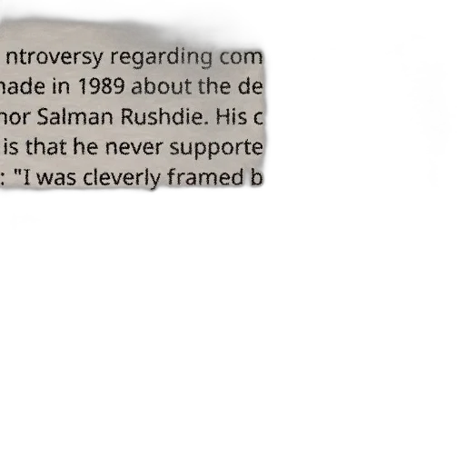 text, excerpt, discussing, controversy, regarding, salman, rushdie, support transparent PNG cut-out