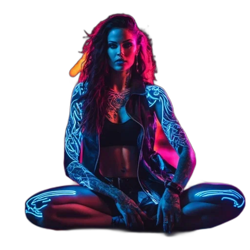 jacket, concept art, neon lights, neon transparent PNG cut-out