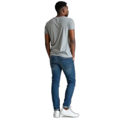jacket, shoes, 3d render, monochrome, blue, pastel, dark, person transparent PNG cut-out