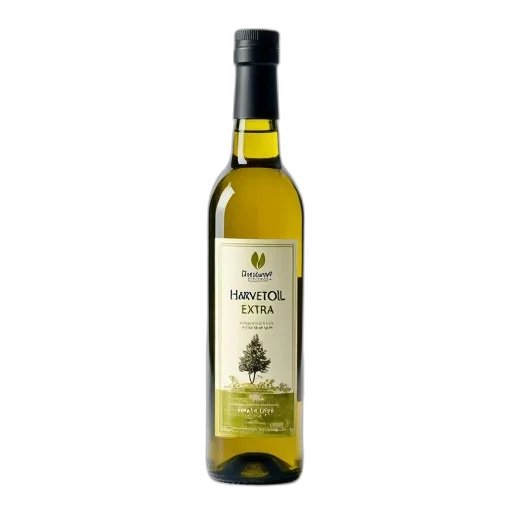 bottle, olive, oil, label, reads, harvestoil, extra, green transparent PNG cut-out