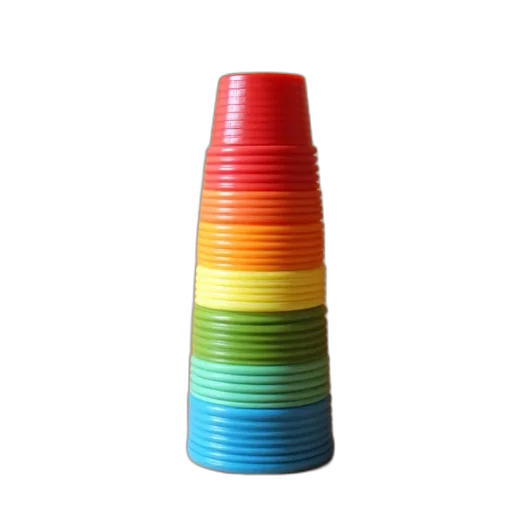 hat, bottle, staff, umbrella, 3d render, stack, colorful, plastic transparent PNG cut-out