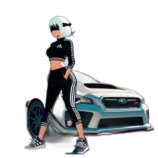 car, robot, cyberpunk, concept art, anime, vaporwave, outer space, monochrome transparent PNG cut-out