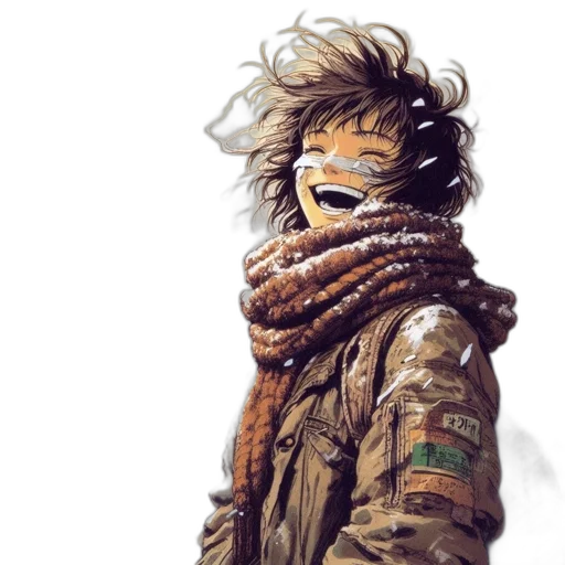 jacket, mask, face, weapon, comic book art, concept art, anime, pixel art transparent PNG cut-out