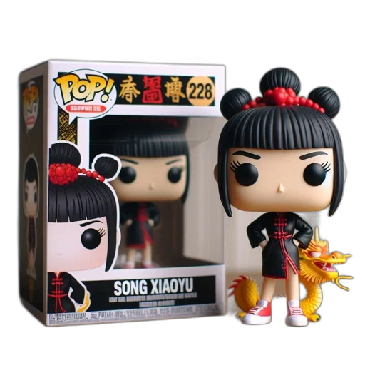 fire, funko, pop, figure, song, xiaoyu, wearing, black transparent PNG cut-out