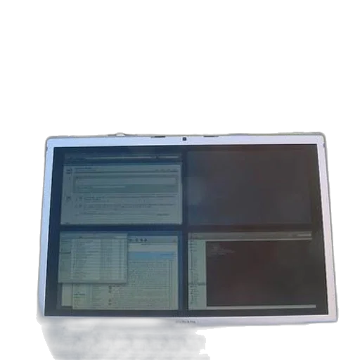 staff, 3d render, laptop, multiple, windows, open, screen, sits transparent PNG cut-out